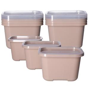 Vershoudbakjes nestbaar - BPA vrij - meal prep - 9x stuks van 1 liter - beige