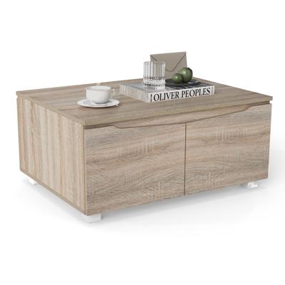 Rustieke Salontafel met Verborgen Opbergruimte Rechthoekige Besteltafel met 4 Deuren en Dubbele Deuropening