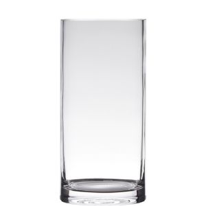 Transparante home-basics cylinder vorm vaas/vazen van glas 20 x 12 cm