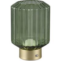 LED Tafellamp - Trion Doli - 1.5W - Warm Wit 3000K - Oplaadbare batterijen - Mat Messing - Metaal - Groen Glas - thumbnail