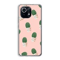 Cactusprint roze: Xiaomi Mi 11 Transparant Hoesje