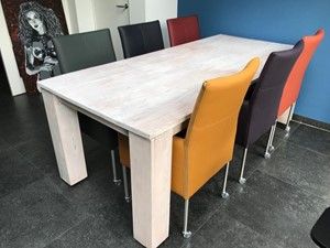 Set van 6 leren eetkamerstoelen - met wieltjes en hoge rug - verschillende kleuren leer - Echt leer, Modern, ontdek de vele Leersoorten en Kleuren bij ShopX