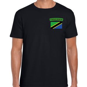 Tanzania landen shirt met vlag zwart voor heren - borst bedrukking 2XL  -