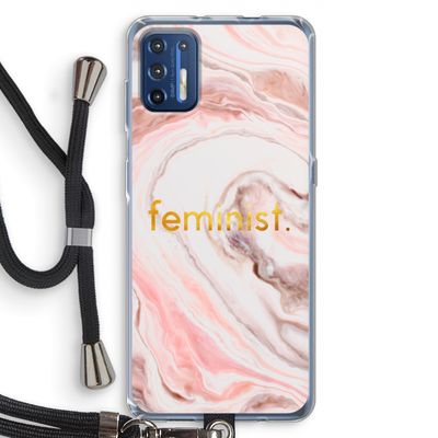 Feminist: Motorola Moto G9 Plus Transparant Hoesje met koord