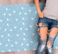 Vinyl tapijt blauw botanisch blad motief