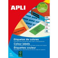 Apli Gekleurde etiketten ft 210 x 297 mm (b x h), groen, 100 stuks, 1 per blad - thumbnail