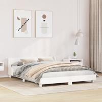 Bedframe zonder matras massief grenenhout wit 140x190 cm - thumbnail
