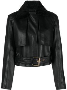 PINKO veste en cuir artificiel à taille ceinturée - Noir