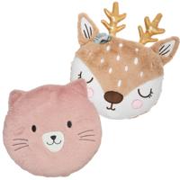 Dieren sierkussens kinderkamer - kat/poes/hertje - roze/bruin - 30/31 cm - polyester Dieren sierkussens kinderkamer - kat/poes/hertje - roze/bruin - 30/31 cm - polyester