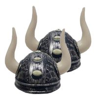 4x stuks viking verkleed helm met hoorns - thumbnail