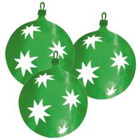 Grote Kerstbal hangdecoratie van karton - 3x - groen - Dia 30 cm - Kerstversiering