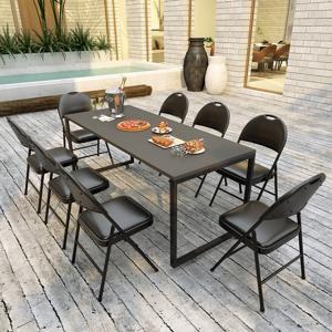 4-delige set Klapstoelen met Metalen Frame Gevoerde Tuinstoel Kunstleer Opvouwbare Campingstoel