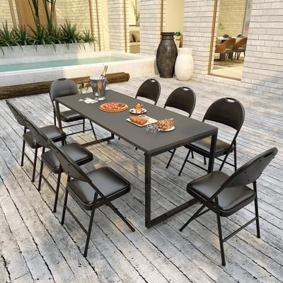 4-delige set Klapstoelen met Metalen Frame Gevoerde Tuinstoel Kunstleer Opvouwbare Campingstoel