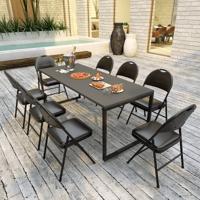 4-delige set Klapstoelen met Metalen Frame Gevoerde Tuinstoel Kunstleer Opvouwbare Campingstoel