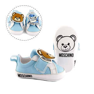 Moschino Baby Bear & Shark Sneakers 74267 Blauw/Wit - Maat 16 - Kleur: WitBlauw | Soccerfanshop