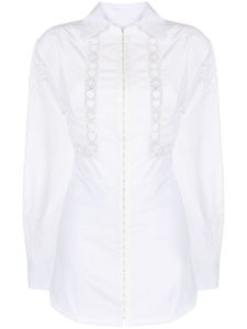 Marine Serre robe-chemise Household ornée de dentelle - Blanc