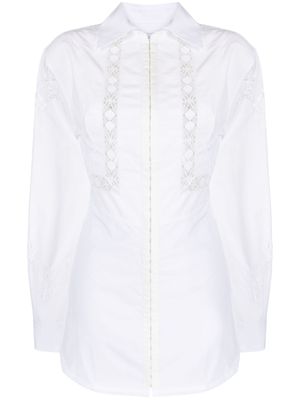 Marine Serre robe-chemise Household ornée de dentelle - Blanc