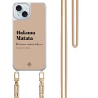 iPhone 15 hoesje met beige koord - Hakuna matata iPhone 15 hoesje met beige koord - Hakuna matata