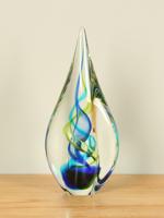 Blauw/groene glasdruppel met gedraaide kern, 24 cm - thumbnail