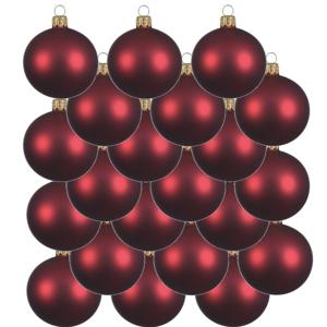 Decoris kerstballen - 24x - donkerrood - 8 cm - glas - mat - velvet - kerstversiering