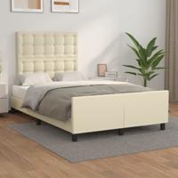 Bedframe met hoofdbord kunstleer crèmekleurig 120x200 cm