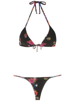 Amir Slama bikini imprimé à bonnets triangles - Noir