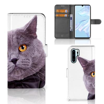 Huawei P30 Pro | Telefoonhoesje | Met pasjeshouder | Kat