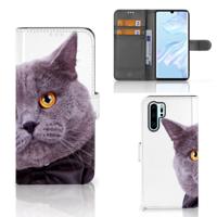 Huawei P30 Pro | Telefoonhoesje | Met pasjeshouder | Kat