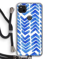 Blauwe pijlen: Pixel 4a Transparant Hoesje met koord