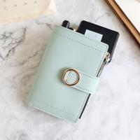 Vrouwen portefeuilles kleine mode lederen tas dames kaart tas voor vrouwelijke portemonnee geld clip portemonnee (licht groen)