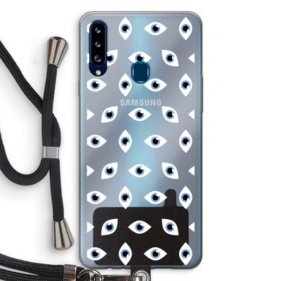 Eyes pattern: Samsung Galaxy A20s Transparant Hoesje met koord