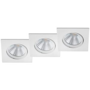 LED Spot 3 Pack - Inbouwspot - Trion Paniro - Vierkant 5W - Dimbaar - Warm Wit 3000K - Mat Wit - Aluminium - 80mm