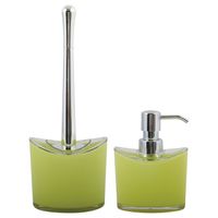 MSV Toiletborstel in houder/zeeppompje - badkamer set Aveiro - kunststof - lime groen - Badkameraccessoireset - thumbnail
