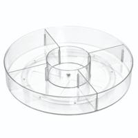 iDesign - Lazy Susan Draaiplateau met Vakken, 45.7 cm, Kunststof, Tran