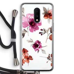 Geschilderde bloemen: OnePlus 7 Transparant Hoesje met koord
