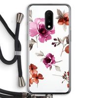 Geschilderde bloemen: OnePlus 7 Transparant Hoesje met koord