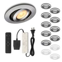 Set LED-inbouwspot met afstandsbediening Piccolo zilver 3W dimbaar 1-12 stuks
