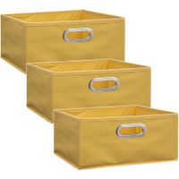 Set van 3x stuks opbergmand/kastmand 14 liter geel linnen 31 x 31 x 15 cm