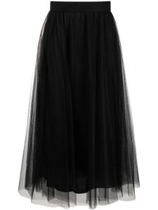 ZIMMERMANN jupe mi-longue en tulle à taille haute - Noir