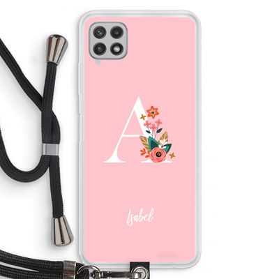 Pink Bouquet: Samsung Galaxy A22 4G Transparant Hoesje met koord