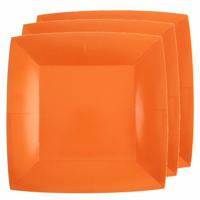 10x stuks feest gebaksbordjes oranje - karton - 18 cm - vierkant