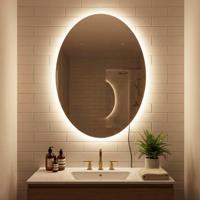Ovale Badkamerspiegel 70 x 50 cm 3 Dimbare Lichtkleuren & Geheugenfunctie Make-upspiegel met Breukvast Glas