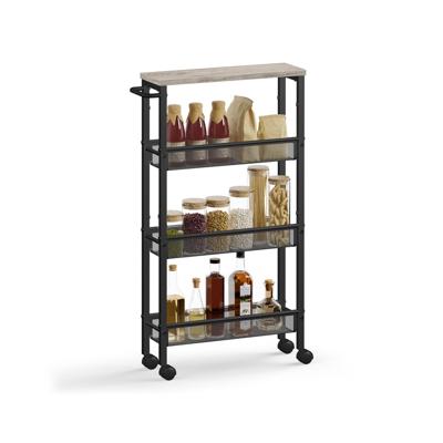 Keukentrolley met 4 niveaus, Greige + zwart