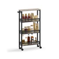 Keukentrolley met 4 niveaus, Greige + zwart