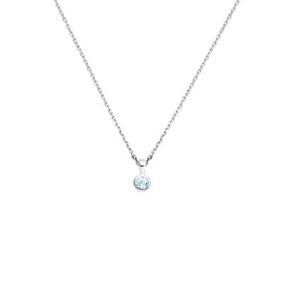 Zilveren Collier met Maart Geboortesteen - 925 Gerhodineerd, 41+4cm
