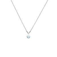 Zilveren Collier met Maart Geboortesteen - 925 Gerhodineerd, 41+4cm Zilveren Collier met Maart Geboortesteen - 925 Gerhodineerd, 41+4cm