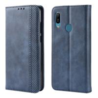 Magnetische Buckle retro Crazy Horse textuur horizontale Flip lederen case voor Huawei Y6 (2019) met houder & kaartsleuven & fotolijstjes (blauw)