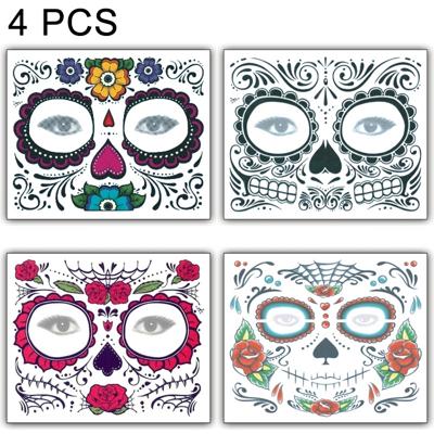 4 PC's Halloween waterdicht tijdelijke gezicht Tattoo Stickers grootte: 150 * 125mm willekeurige stijl-levering