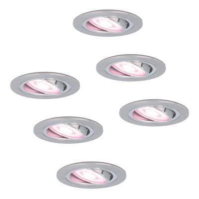 Set van 6 Chandler - Smart inbouwspot - IP20 voor binnen - 5,5 Watt 345 Lumen - Kantelbaar - Wifi + Bluetooth - RGBWW - GU10 - Google Home, Amazon Alexa en Siri - RVS