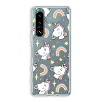 Rainbow Unicorn: Sony Xperia 5 III Transparant Hoesje